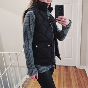 J. Crew Black Quilted Puffer Vest - Size Small